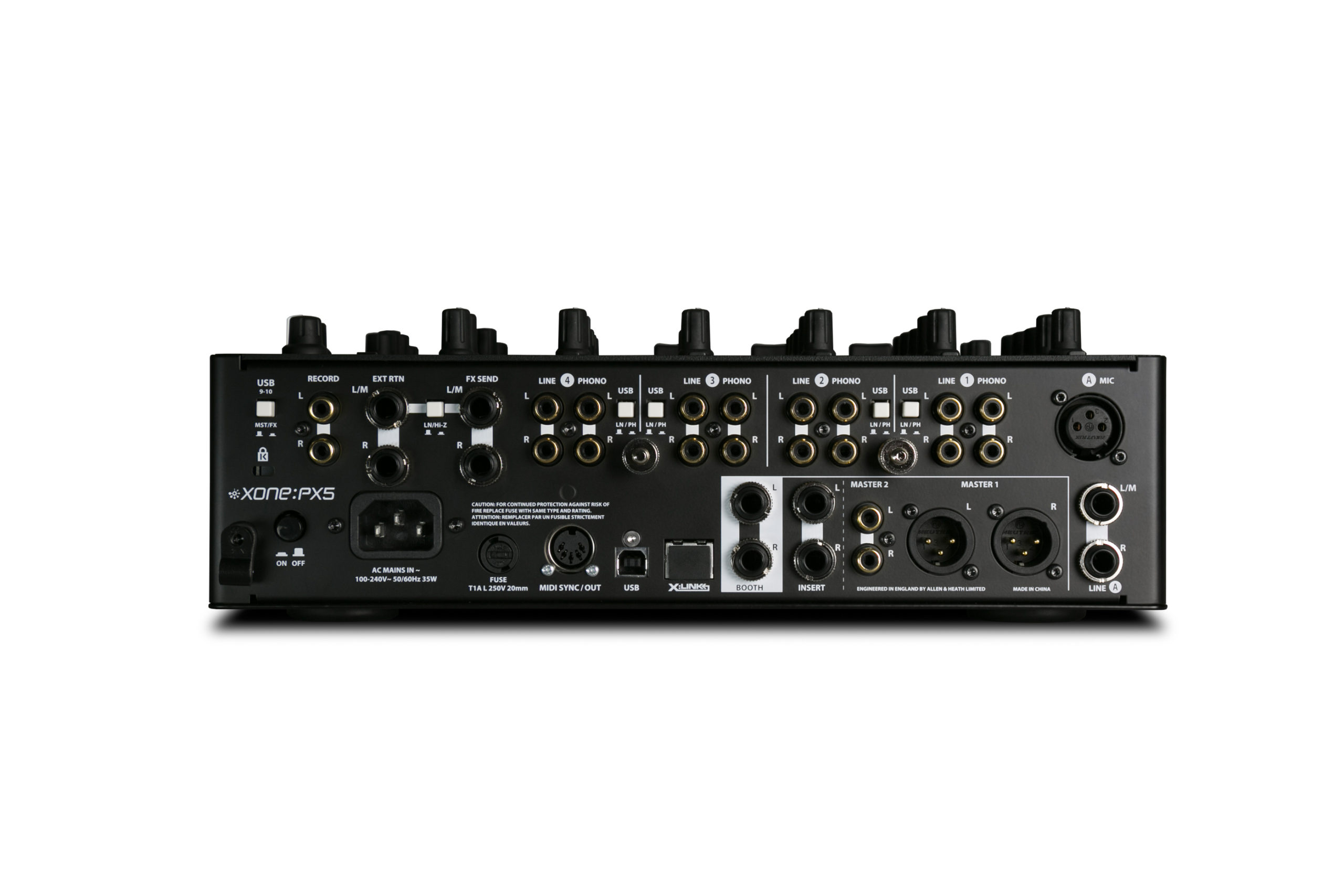 Mixer Allen & Heath Xone PX5, panoul din spate cu conectori