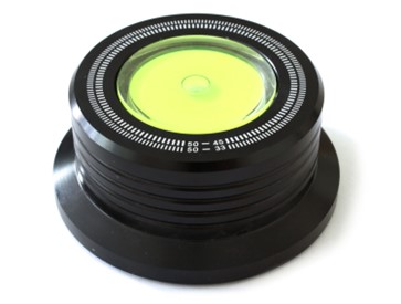 Greutate neagră pentru vinil cu nivelă cu bulă și marcaje strobo